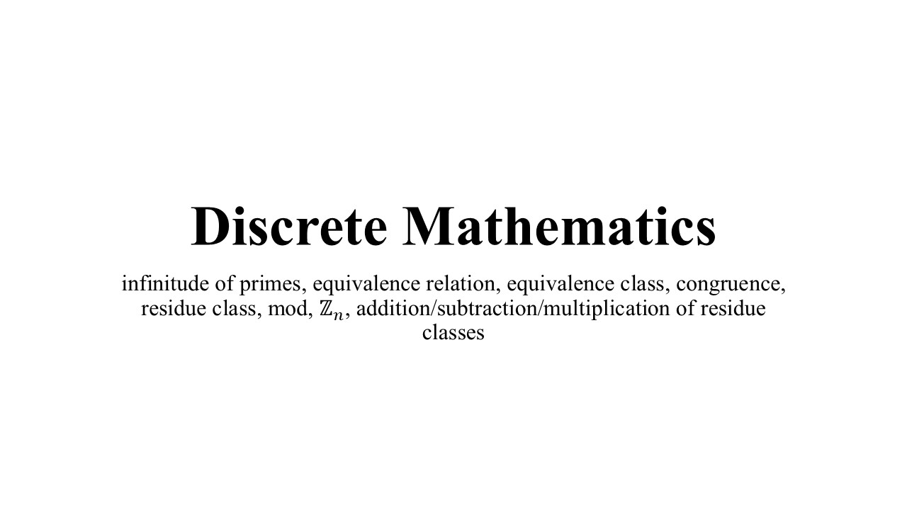 L02 – Equivalence, Congruence, and Residue Class