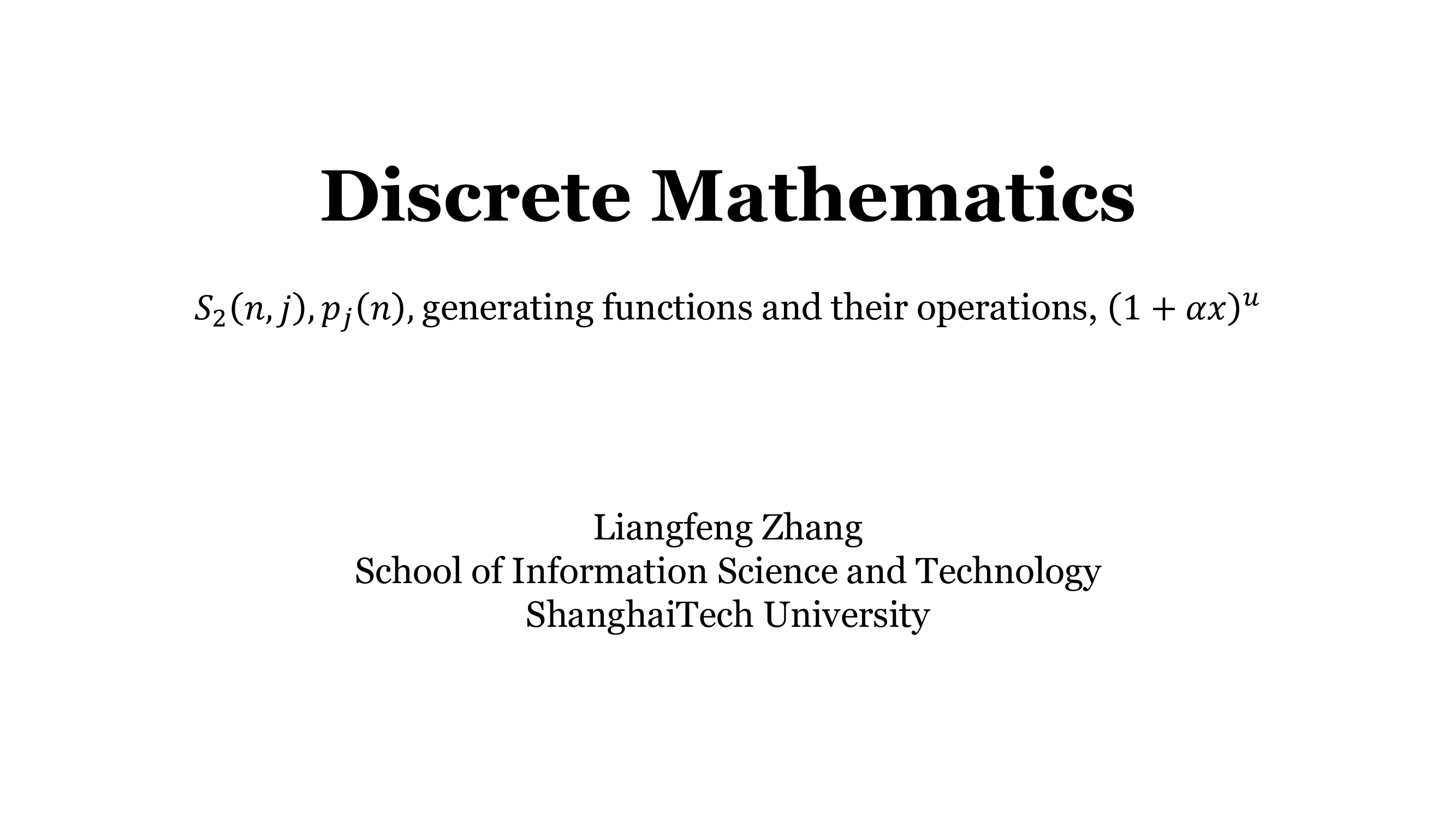 L13 – Stirling Numbers, Integer Partitions, and Generating Functions