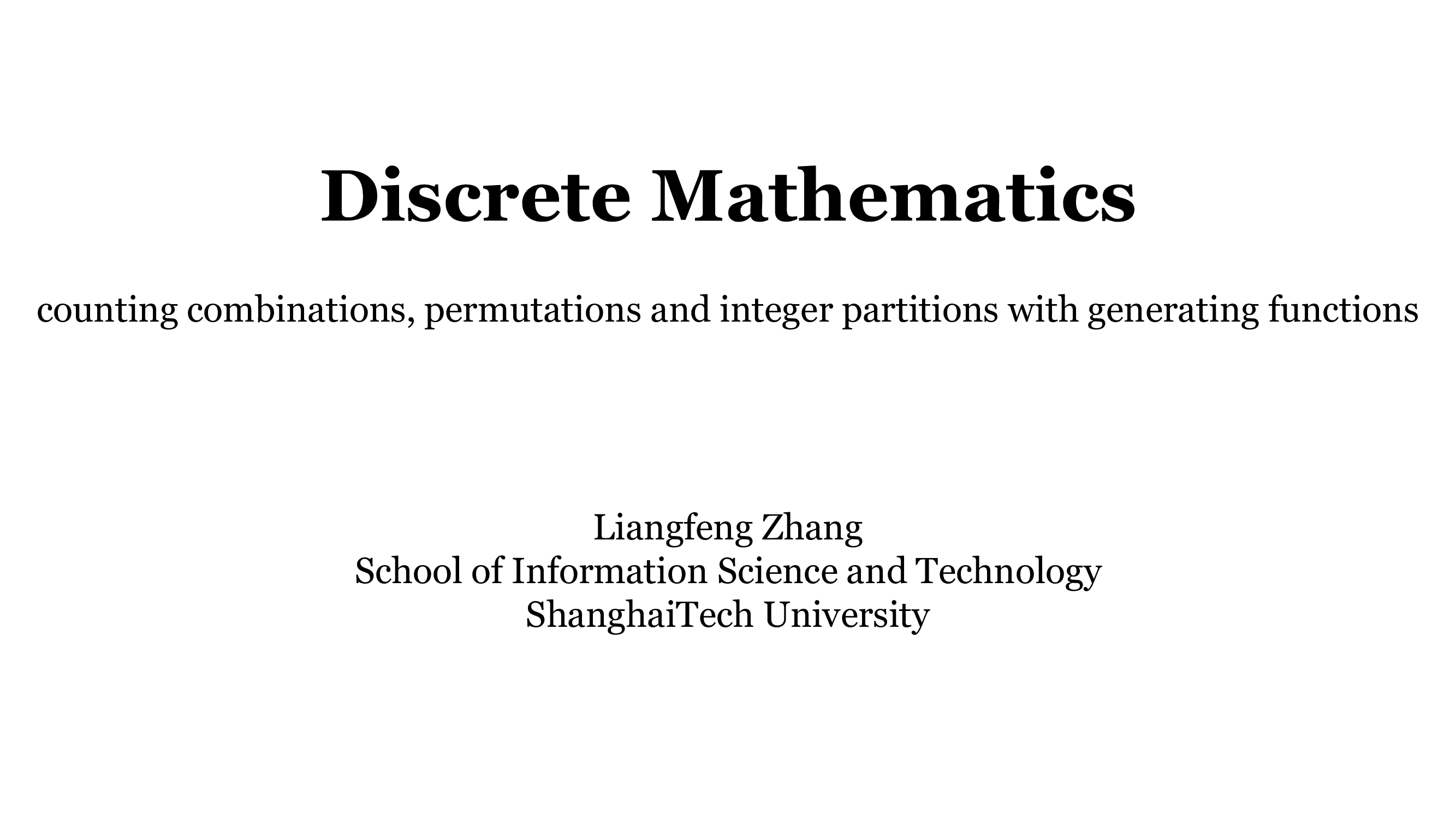 L14 – Counting with Generating Functions: Combinations, Permutations, and Partitions