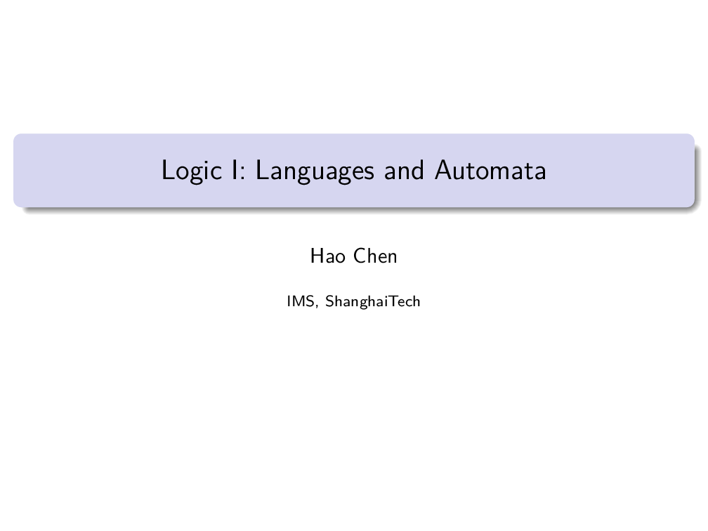 L16 – Logic I: Languages and Automata