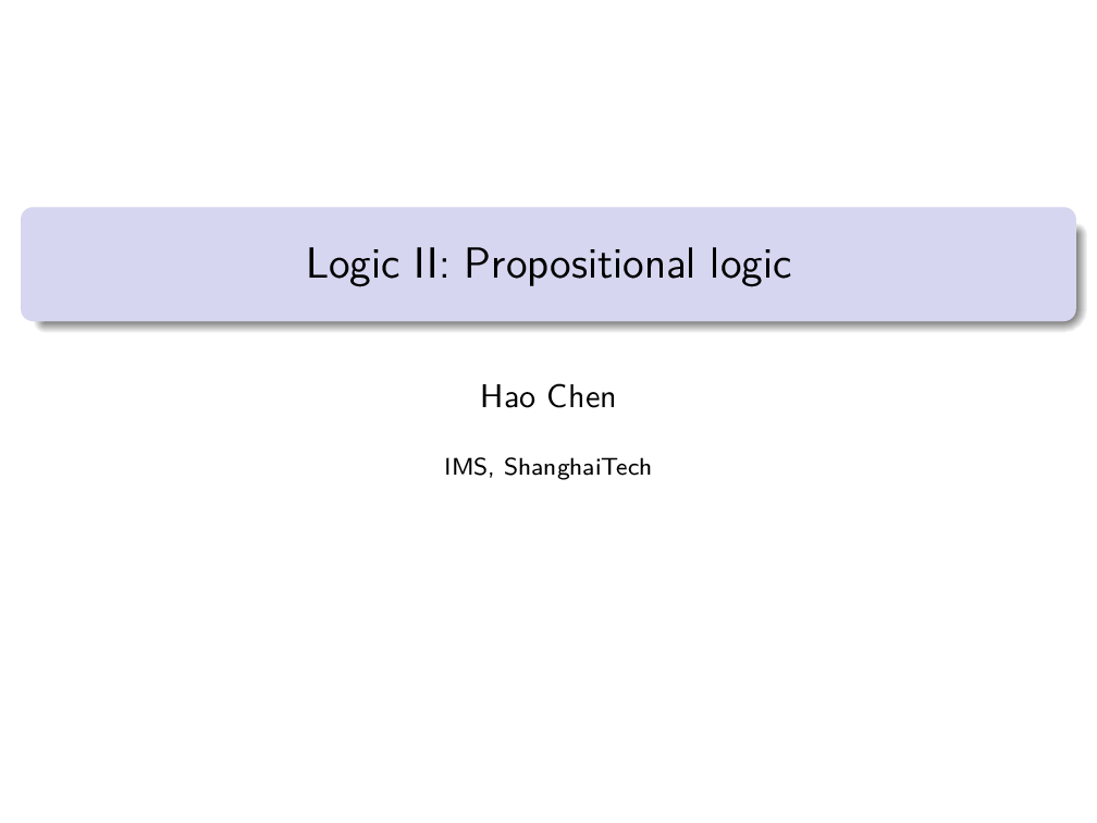L17 – Logic II: Propositional logic