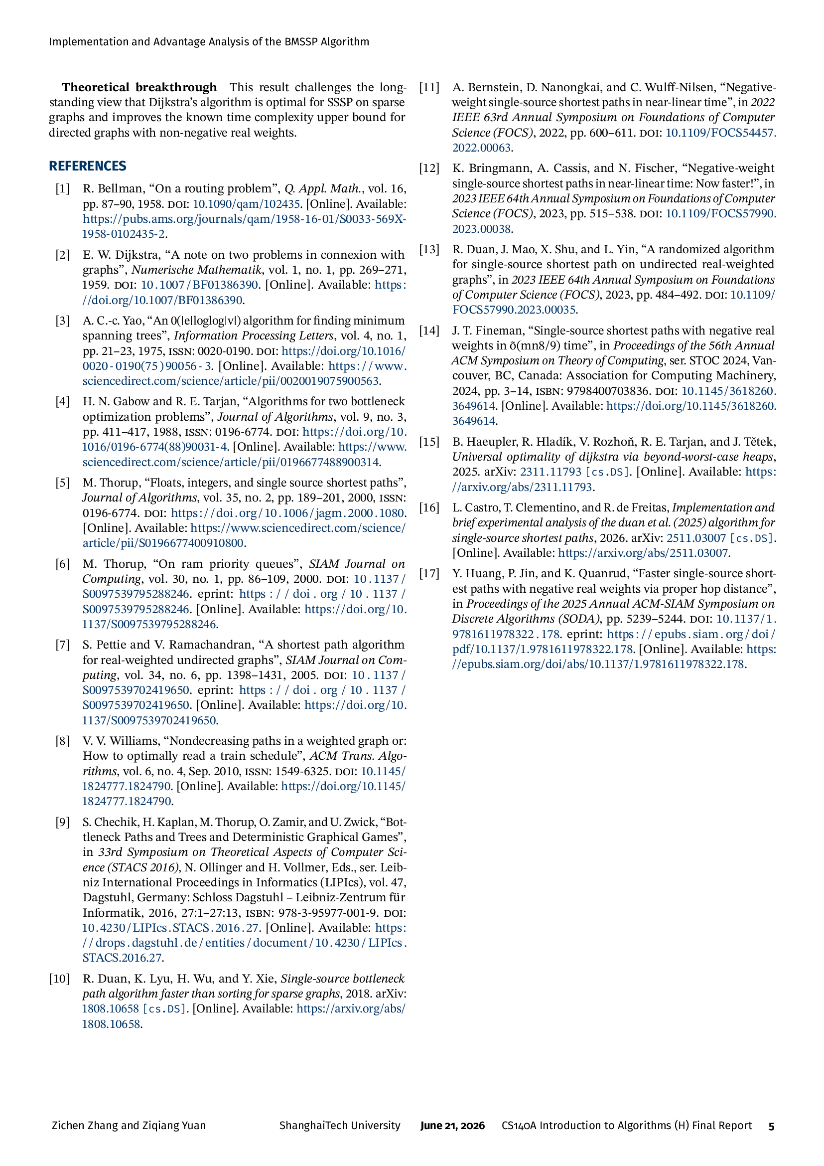 Implementation and Advantage Analysis of the BMSSP Algorithm