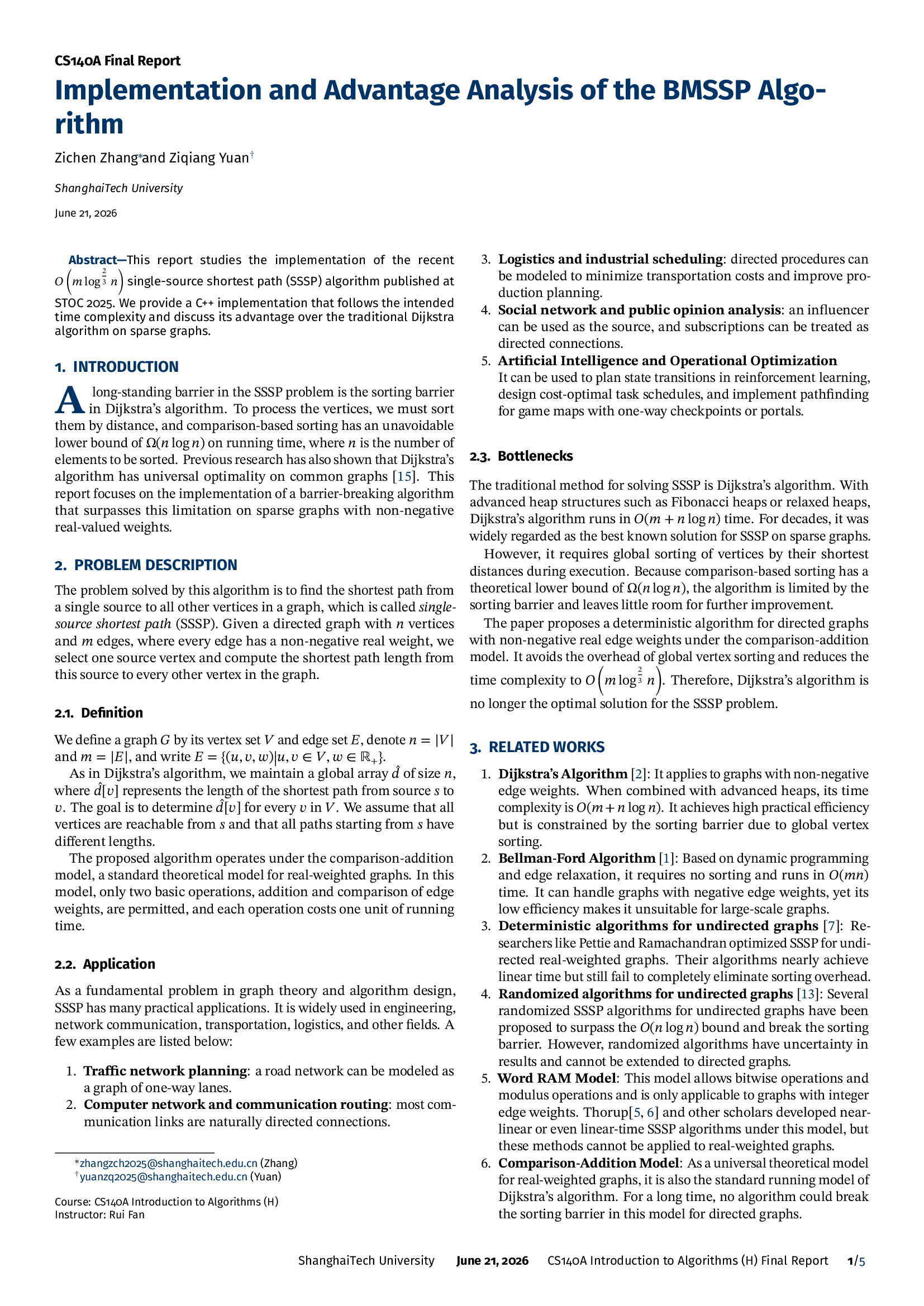 Implementation and Advantage Analysis of the BMSSP Algorithm